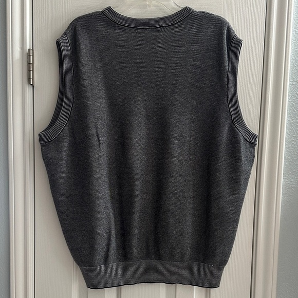 Men's Black White Cable V-Neck Sweater Vest Preppy Academia Vintage 1990s XL - Picture 4 of 6